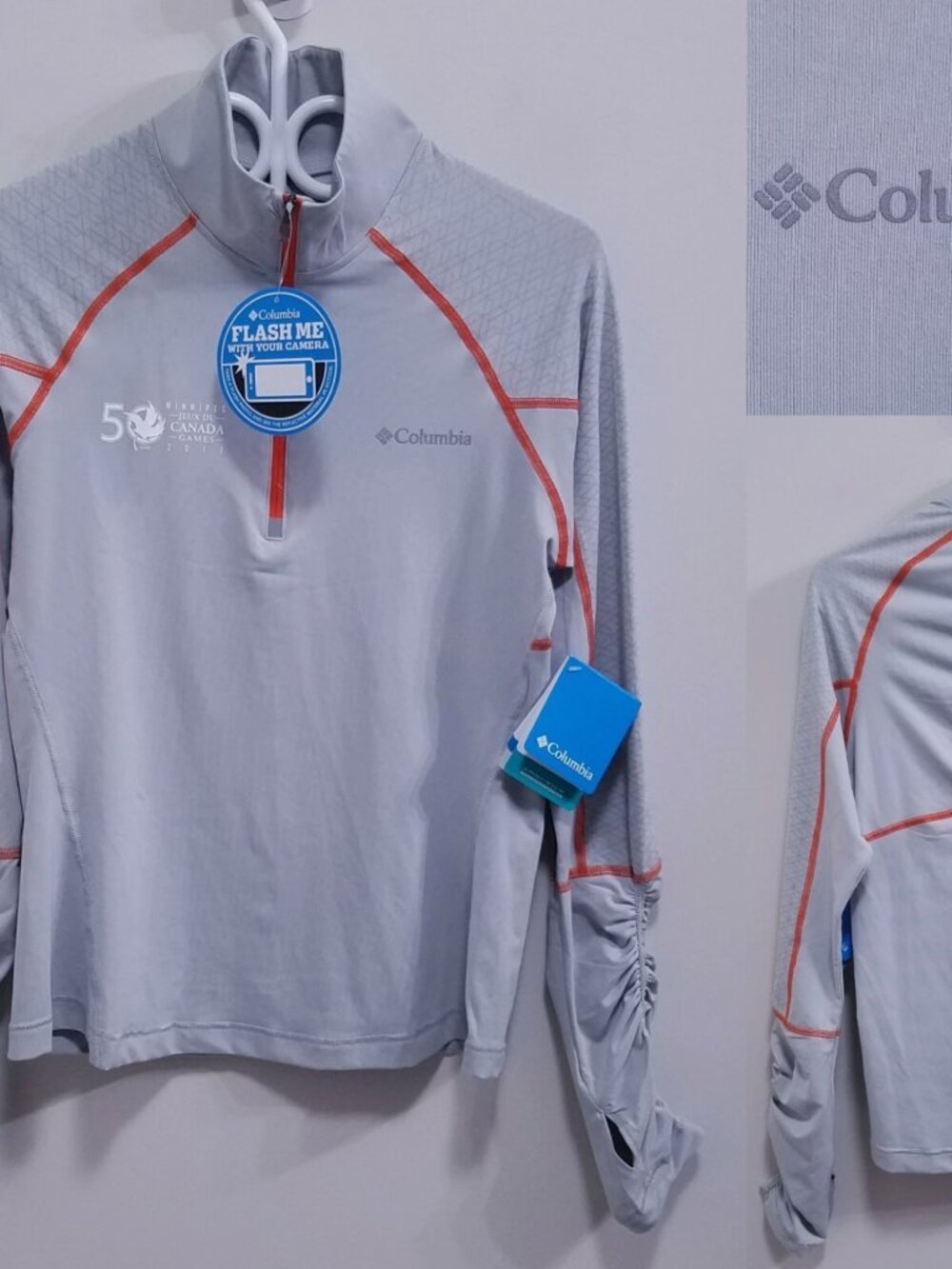 Columbia Gray Omni-Wick 1/2 Zip Sweater Size Small Ruched Athletic Shirt
